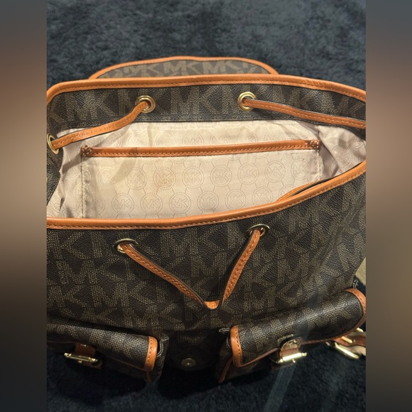 Michael Kors Brown and Tan Backpack with Leather Accents - Picture 4 of 4